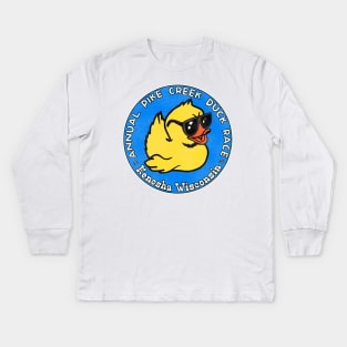 Annual Pike Creek Duck Race Kenosha Wisconsin Kids Long Sleeve T-Shirt